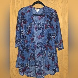 LuLaRoe Blue Floral Kimono Top